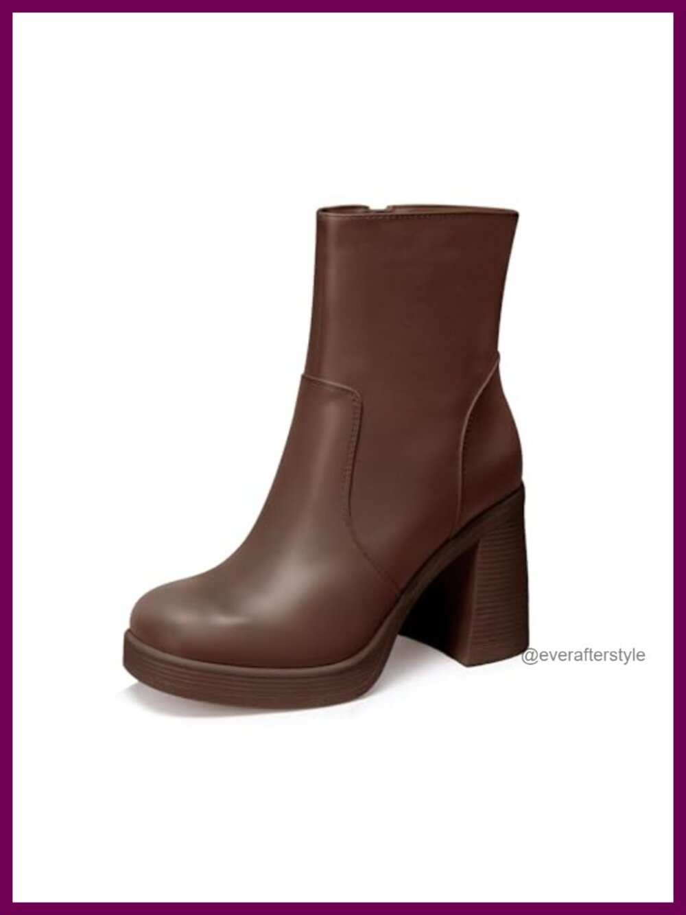 Women's Platform Gogo Ankle Boots Zipper Square Toe Chunky Block Heel